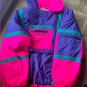 Vibrant Pink and Purple Women's Puffer Jacket